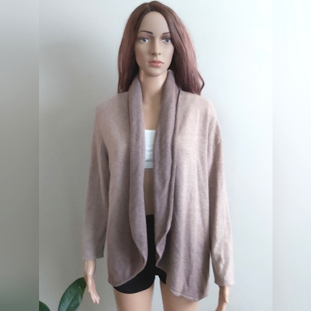 Barbara Lebek wool ombre brown tan sweater knit open cardigan